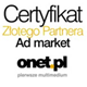Certyfikat Złoty Partner AdMarket Onet